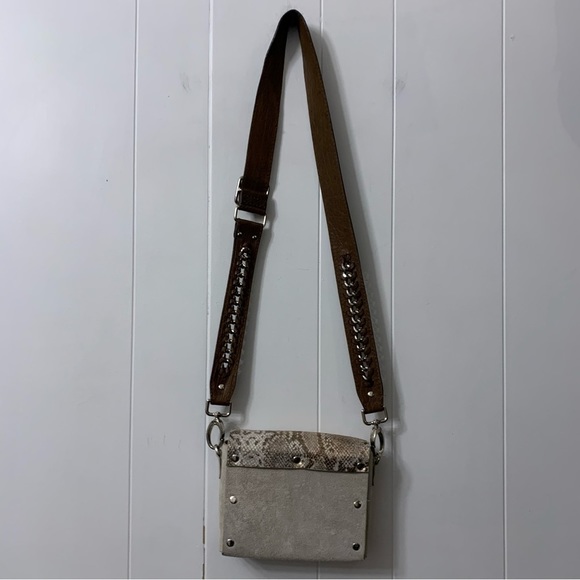 Free People Metallic Leather Snake Snakeskin Print Bag Purse Small Crossbody - Picture 15 of 16